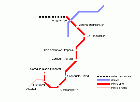 نقشه مترو ایروان